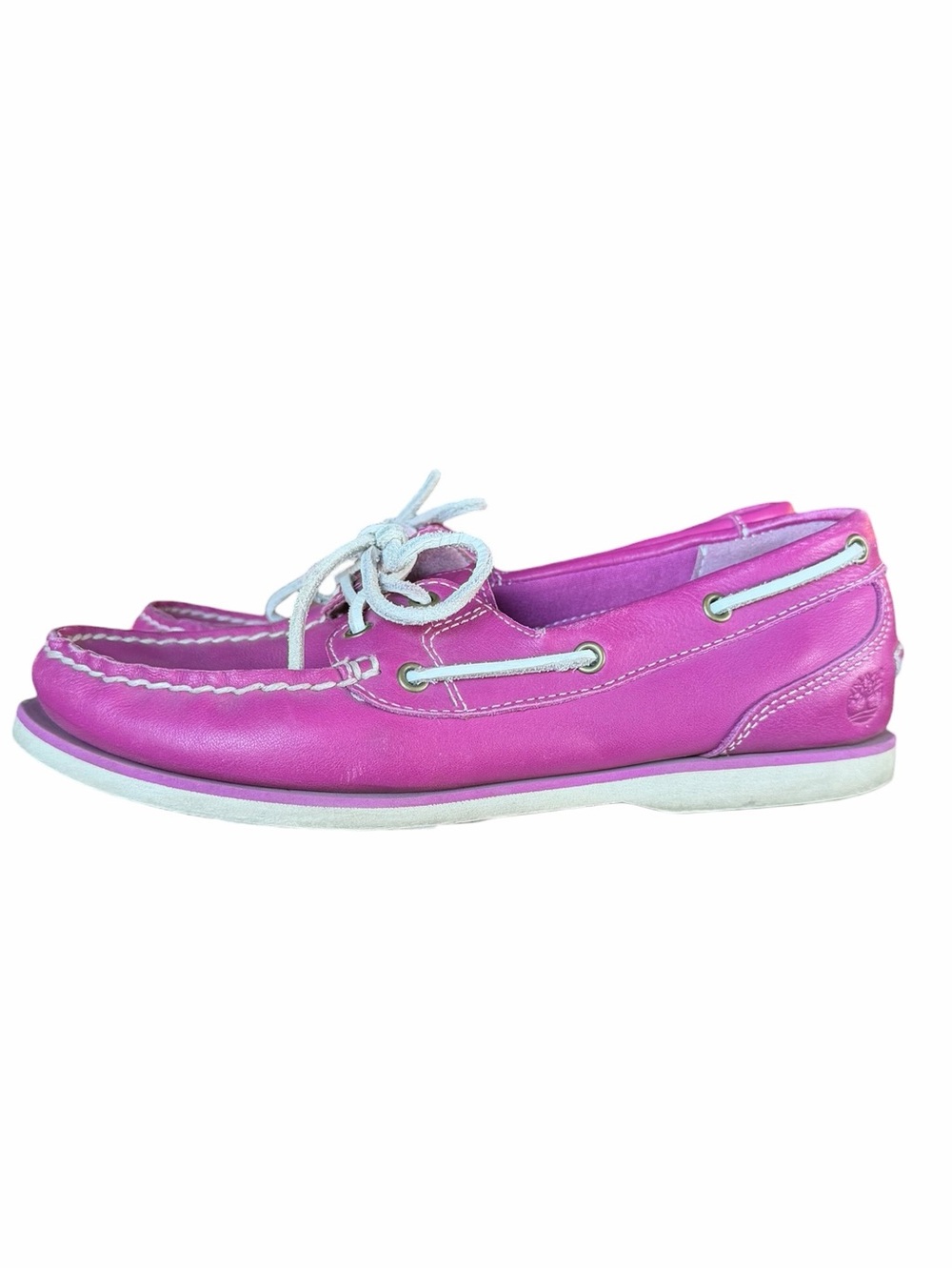 Timberland 7.5 Amherst 8336B Magenta Pink Leather Loafers Boat Shoe Preppy